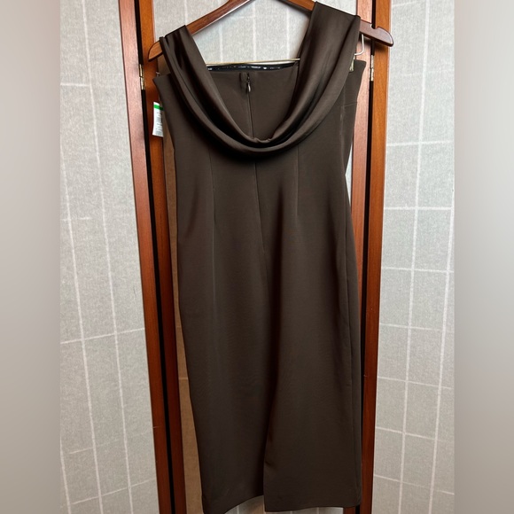 et Ochs Women's Jackie Scarf Neck Midi Dress - Brown - Size 8- Dark - Picture 8 of 11